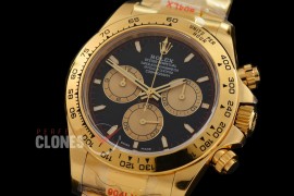 RLDF-126508-002W QF 904L Steel Daytona 126508 YG/YG Black Sticks 4131 Superclone - 72 Hours Power Reserve Movement / Extra Weighted - Free Sprung Movement