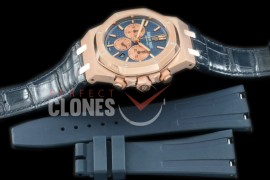 AP26331-113L OMF Royal Oak Chronograph RG/LE Blue A-7750 Mod 1-1 Thickness - Free Bundle Rubber Strap 