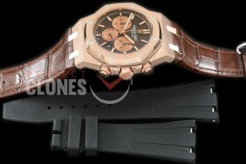 AP26331-114L OMF Royal Oak Chronograph RG/LE Brown A-7750 Mod 1-1 Thickness - Free Bundle Rubber Strap 