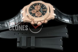 AP26331-112L OMF Royal Oak Chronograph RG/LE Black A-7750 Mod 1-1 Thickness - Free Bundle Rubber Strap 
