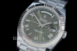 0.0 0 0 0 R40DDS00525 QF Extra Weighted Daydate 40mm 228239 904 Steel SS/SS Fluted Bez Olive Green Roman VR 3255