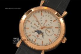 VC10043 Malte Calender RG White Swiss Quartz Lunuar Calender