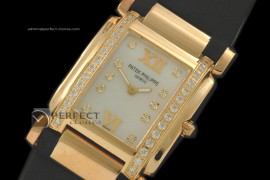 PP01046 Ladies 24 Hours Single Diamonds YG/LE MOP Wht Swiss Qtz