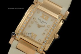 PP01048 Ladies 24 Hours Single Diamonds YG/LE Pearl Wht Swiss Qt
