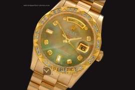RLDDF10059 Full Gold Exotic Green Dial Diam Bez/Markers Eta 2836