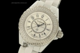 CHA10012 J12 White Ceramic Diamonds Ladies Japanese Quartz