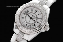 CHA10031 J12 White Ceramic Diamonds Ladies Japanese Quartz