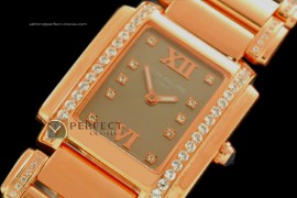 PP01038 Ladies 24 Hours Double/Band Diamonds RG Grey Swiss Qtz