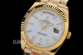 0.0 0 0 0 R40DDF00517 QF Extra Weighted Daydate 40mm 228238 904 Steel SS/SS Fluted Bez MOP White Baguet Diamonds VR 3255