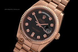 RLDDR10005 RG President Black Dial Diamond Markers Swiss Eta 283