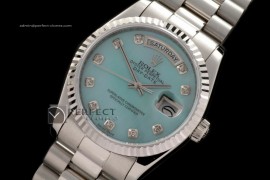 RLDDS03030 SS President MOP Light Blue Diamonds Swiss Eta 2836-2