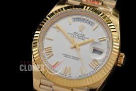 0.0 0 0 0 R40DDF00520 QF Extra Weighted Daydate 40mm 228238 904 Steel SS/SS Fluted Bez Silver Roman VR 3255