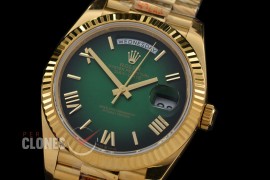 0.0 0 0 0 R40DDF00528 QF Extra Weighted Daydate 40mm 228238 904 Steel SS/SS Fluted Bez Green Ombre Roman VR 3255