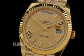 0.0 0 0 0 R40DDF00525 QF Extra Weighted Daydate 40mm 228238 904 Steel SS/SS Fluted Bez Gold Roman VR 3255