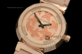 LV01021 Tambour Ladies Lovely Diamonds RG Rose Dial Swiss Quartz