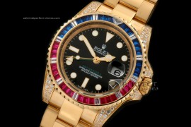 RLGF01013 FG/Diam Anni GMT SS Black Swiss Eta 2836 GMT Hand Ind