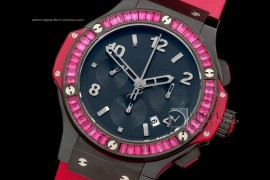 HBSQ10052 Big Bang "All Black" Ceramic/Sq Blk Diam Pink A-7750