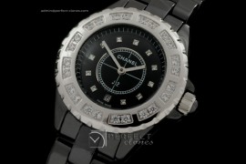 CHA01012 J12 Black Ceramic Ladies Diamonds Japanese Quartz Boxse