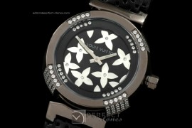 LV01022 Tambour Ladies Lovely Diamonds SS Black Dial Swiss Quart