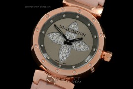 LV01031 Tambour Ladies Lovely Diamonds RG Grey Dial Swiss Quartz