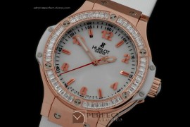 HB38-01056 Big Bang 38mm RG/Sq Diam/Ru Aspen White Swiss Quartz