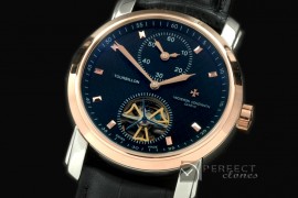 VC00217 Matle Tourbillon Duo Time SS/RG/LE Black Asian Auto 281