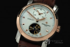 VC00216 Matle Tourbillon Duo Time SS/RG/LE White Asian Auto 281
