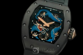 RM057-12Dragon Tourbillon PVD/RU Black/Blue Asian 21J Deco