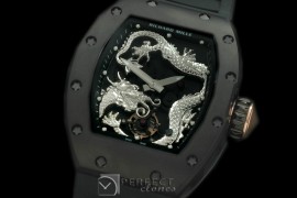 RM057-119 Dragon Tourbillon PVD/RU Black/Plat Asian 21J Deco