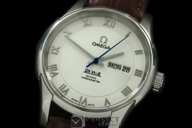 OMDE10061L Deville Co Axial Day/Date SS/LE White Asian 2836