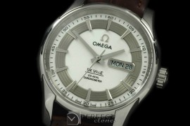 OMDE10066L Deville Co Axial Day/Date SS/LE White Asian 2836