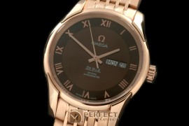 OMDE10073 Deville Co Axial Day/Date RG/RG Brown Asian 2836