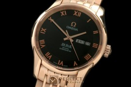 OMDE10072 Deville Co Axial Day/Date RG/RG Black Asian 2836