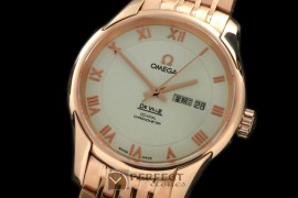OMDE10071 Deville Co Axial Day/Date RG/RG White Asian 2836