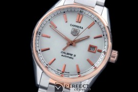 TGCA-00506 Carrera Calibre 5 Automatic SS/RG White A-2824