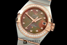 OMCO00809D Double Eagle Ladies Auto SS/RG Brown Diamonds J-Miyot