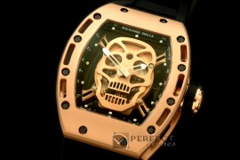 RM052-103 Skull Tourbillon RG/RU Black Asian 21J Decorated