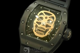 RM052-108 Skull Tourbillon PVD/RU Black Asian 21J Decorated