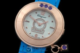 FGM01038 Gaucino Sparkling Ladies RG/LE White/Blue Swiss Quartz