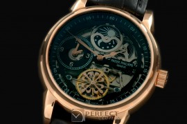 PPDT10007 Skeleton Duo Time/Moon Phase SS/LE Black Asian 2813
