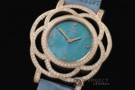 CHJW-113 Jewellery Watches Ladies RG/Diam/LE MOP Blue Swiss Qtz