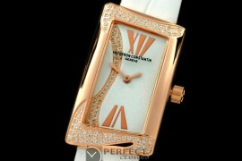 VC1972-111D 1972 Ladies RG/Diam/LE White Swiss Qtz
