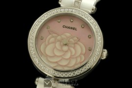 CHMPR-W-104 Mademoiselle Prive Ladies White Cer/Diam Pink Jap OS