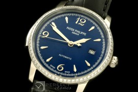 PP00702D Calastrava Automatic SS/LE Black Num Asian 2824