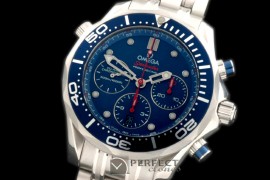 OM300M-404 Seamaster Pro 300M Chrono SS/SS Blue A-7753