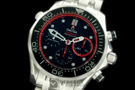 OM300M-403 Seamaster Pro 300M Chrono SS/SS Blk/Red A-7753