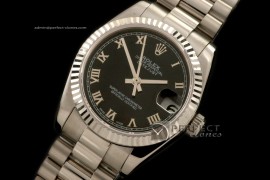 RDJmS10163 SS Pres Black Roman Swiss Eta 2836-2