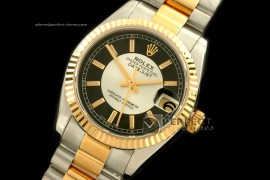 RDJmT10132 SS/YG Pres Black/Silver Sticks Swiss Eta 2836-2