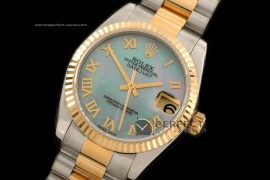 RDJmT10170 SS/YG Pres MOP L-Blue Roman Swiss Eta 2836-2