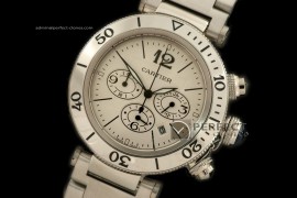 CARPS01104 Pasha Seatimer Chrono SS/SS White Jap Quartz Chrono